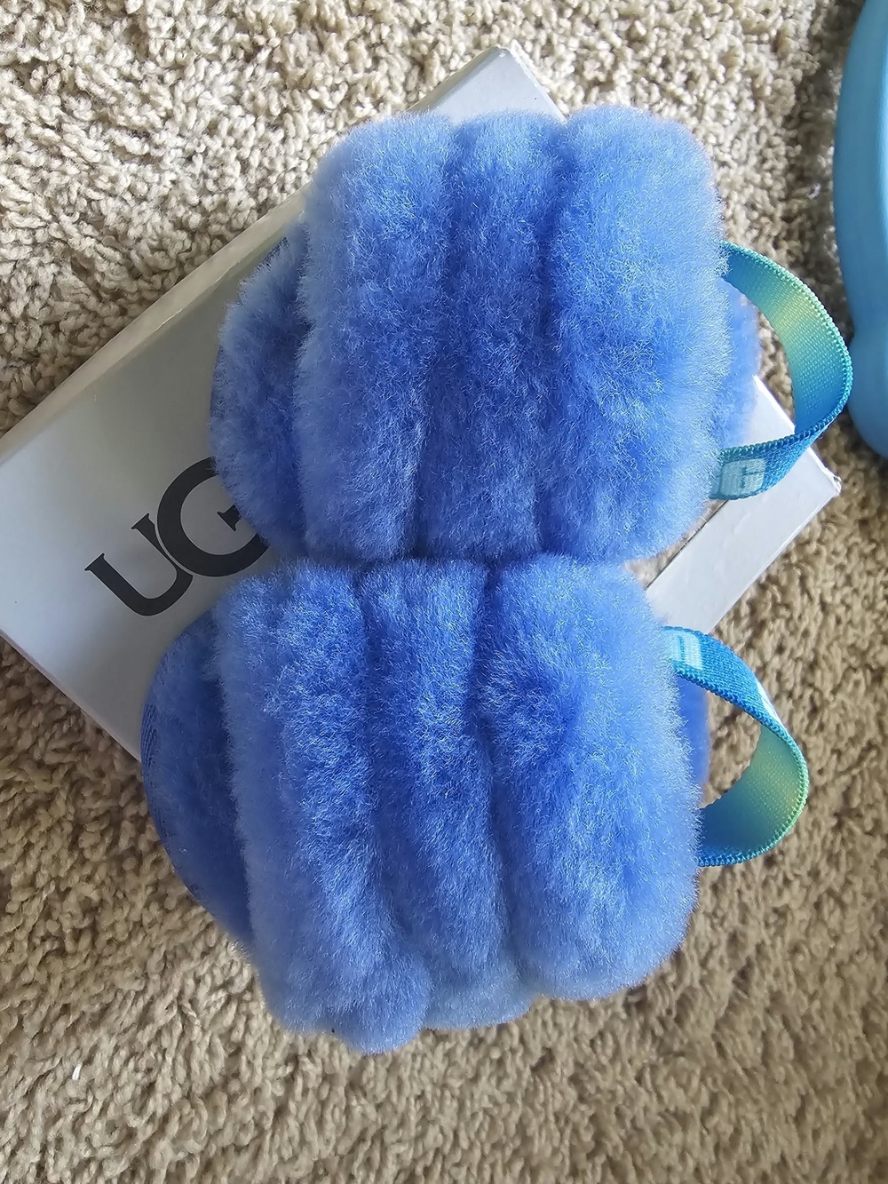 UGG Kids Blue Plush Shearling Ear Muffs with Ombre Strap
